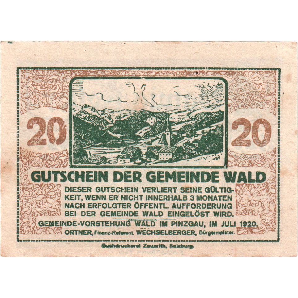 Österreich, Wald, 20 Heller, VZ