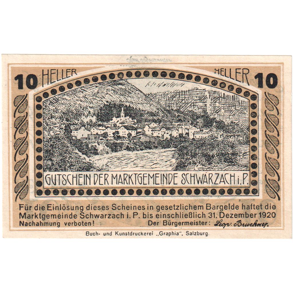 Österreich, Schwarzach, 10 Heller, 1920-12-31, UNZ-