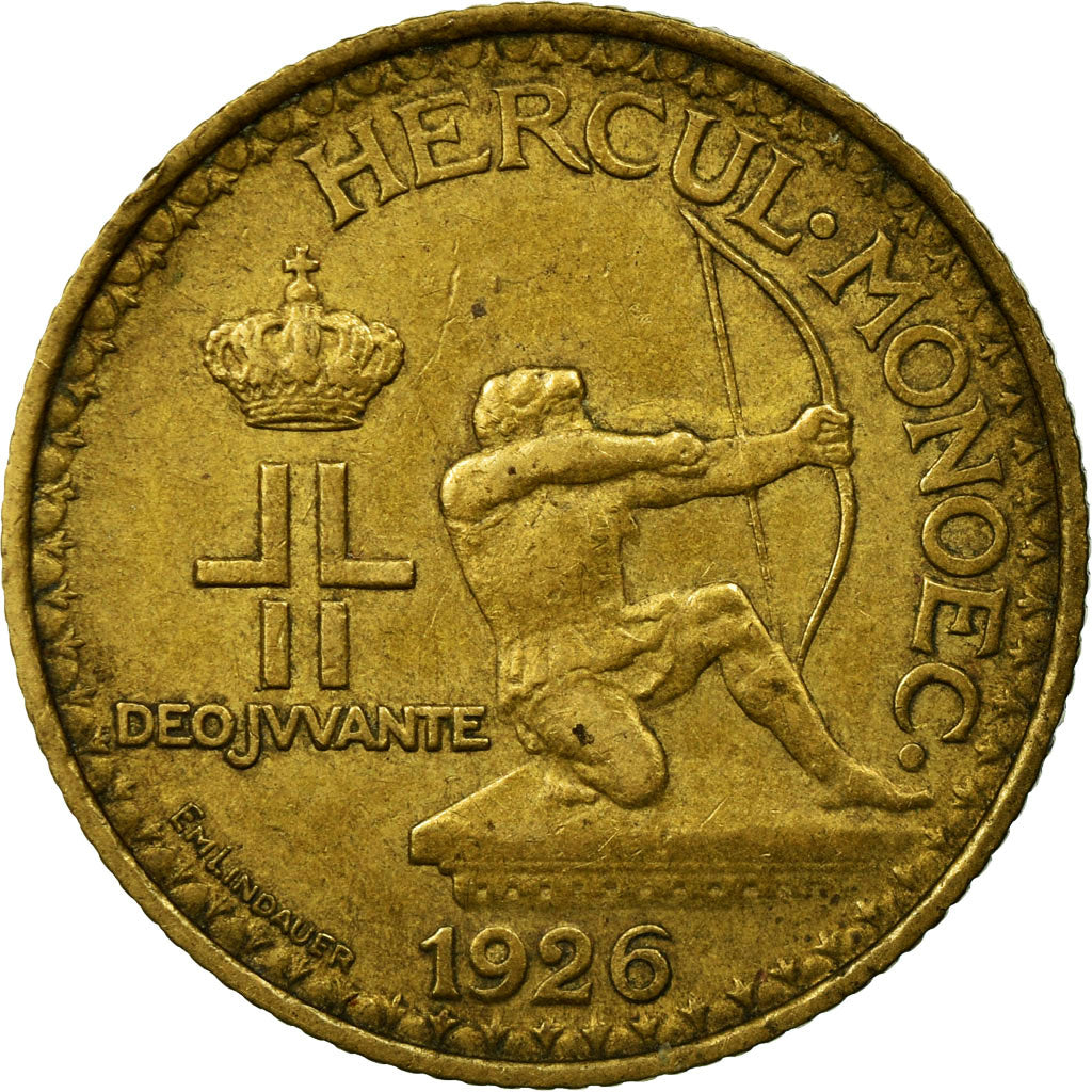 Coin, Monaco, Louis II, Franc, 1924, Poissy, EF(40-45), Aluminum-Bronze, KM:111