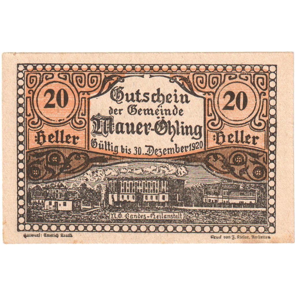 Österreich, Mauer Ohling, 20 Heller, 1920-12-31, UNZ-