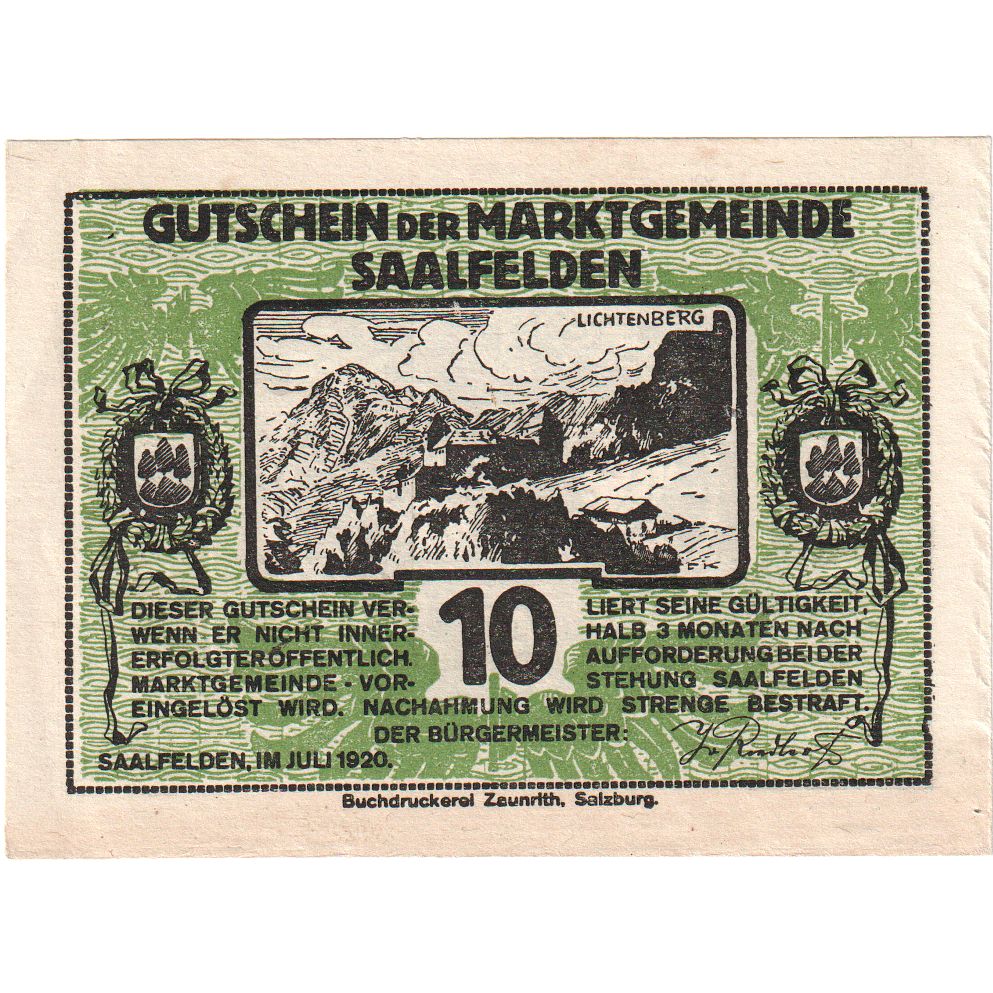 Austria, Saalfelden, 10 Heller, SPL