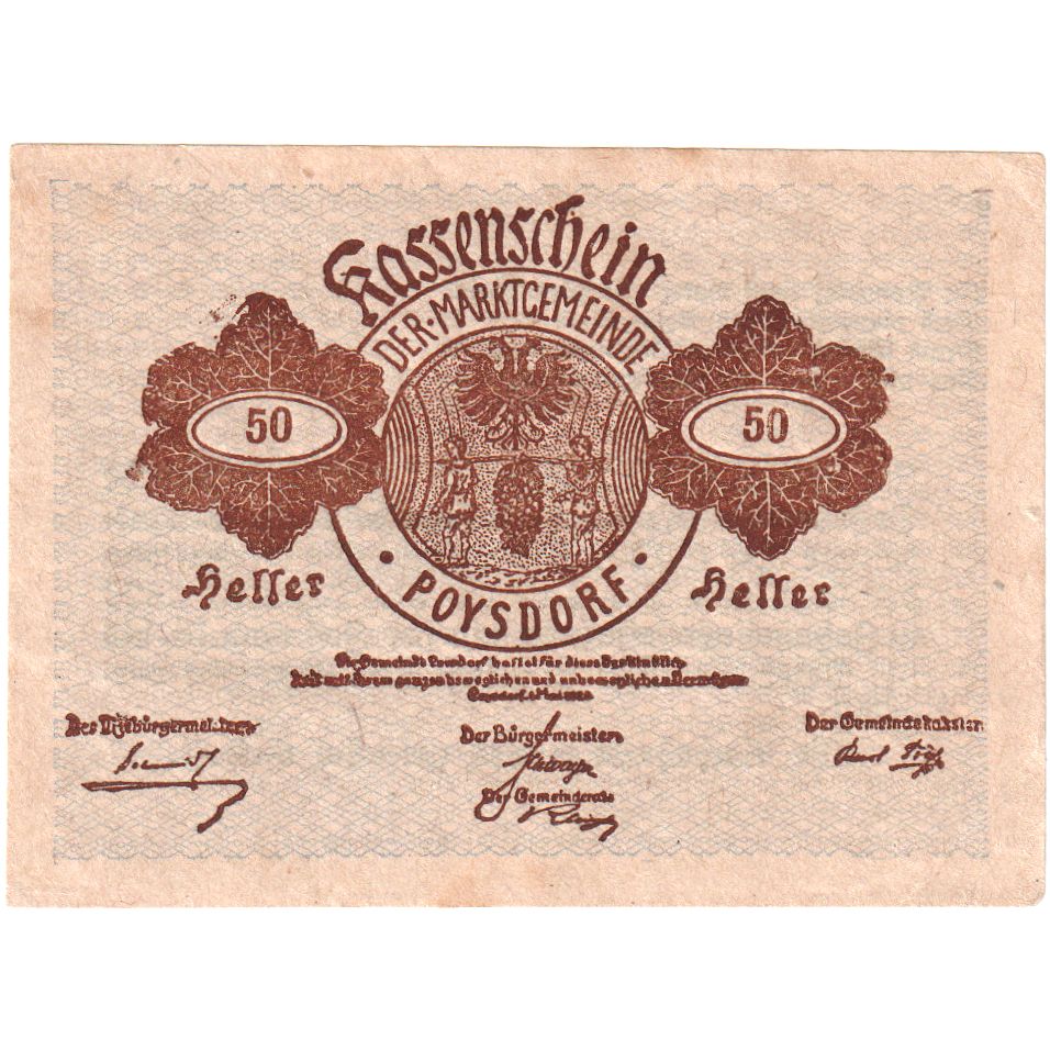 Österreich, Poysdorf, 50 Heller, 1920-12-31, SS