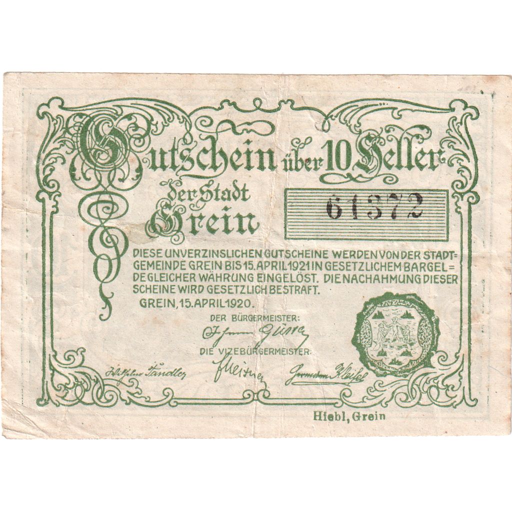 Österreich, Grein, 10 Heller, 1920-12-31, S