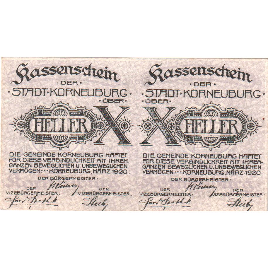 Austria, Korneuburg, 20 Heller, 1920-12-31, SC