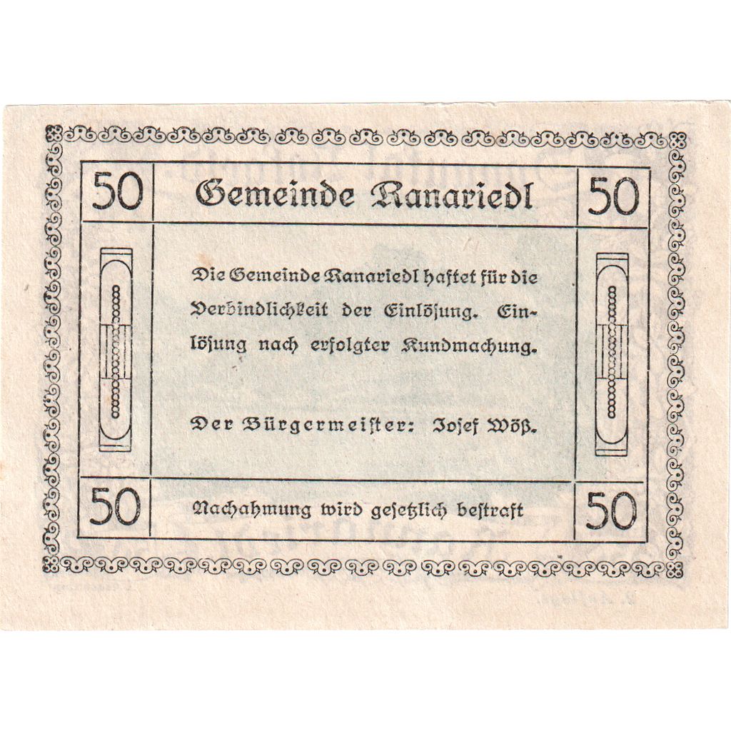 Österreich, Rannariedl, 50 Heller, UNZ-
