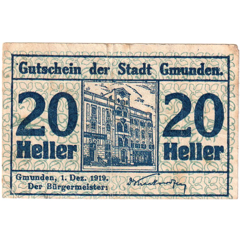 Autriche, Gmunden, 20 Heller, 1920-01-03, TB