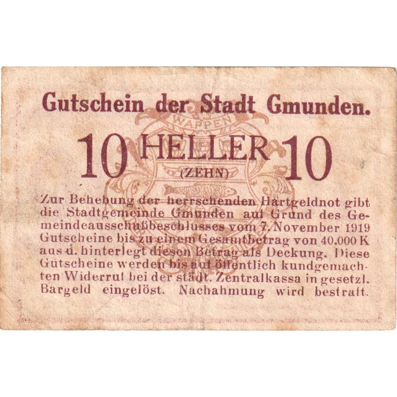 Österreich, Gmunden, 10 Heller, 1920-01-03, S