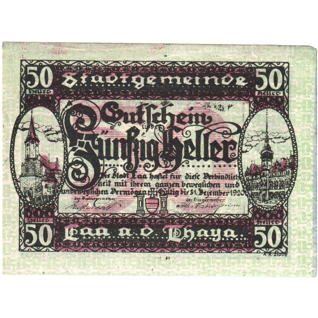 Österreich, Laa a/d Thaya, 50 Heller, 1920-12-31, SS