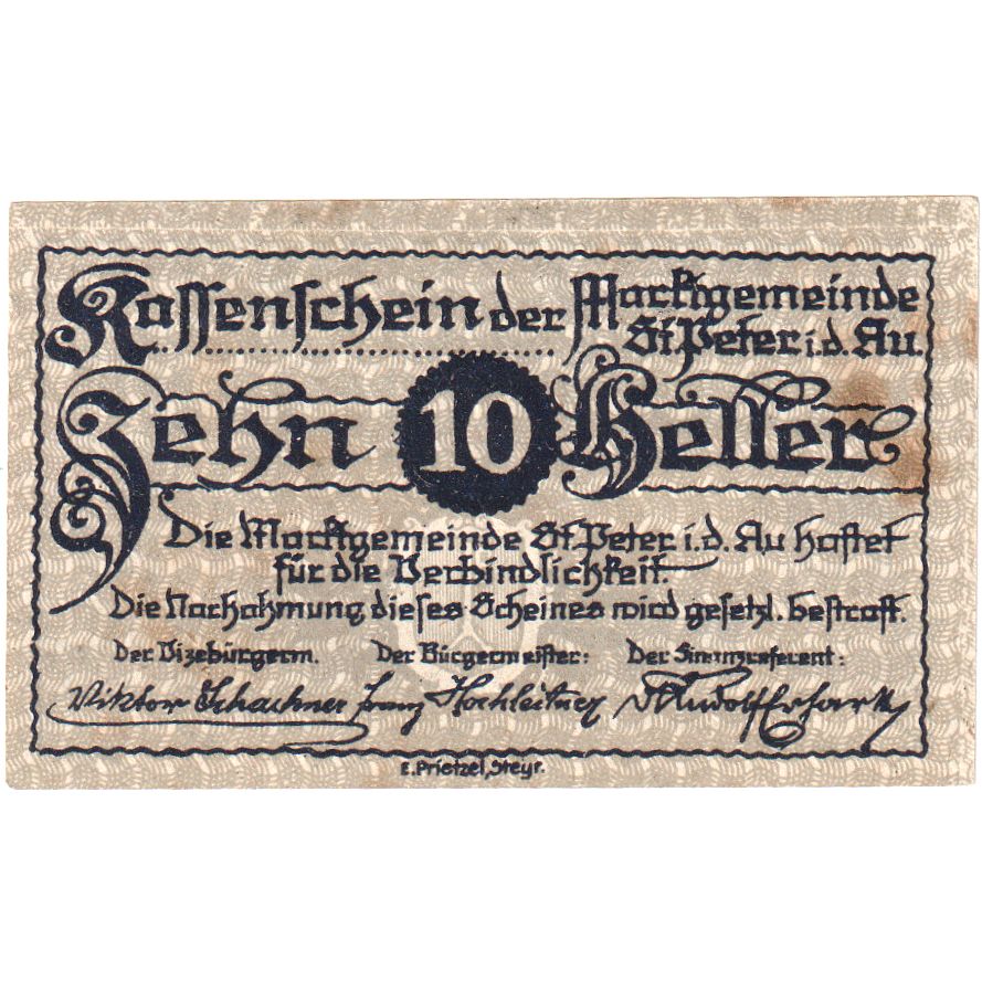 Österreich, St Peter in der Au, 10 Heller, 1921-04-01, UNZ-