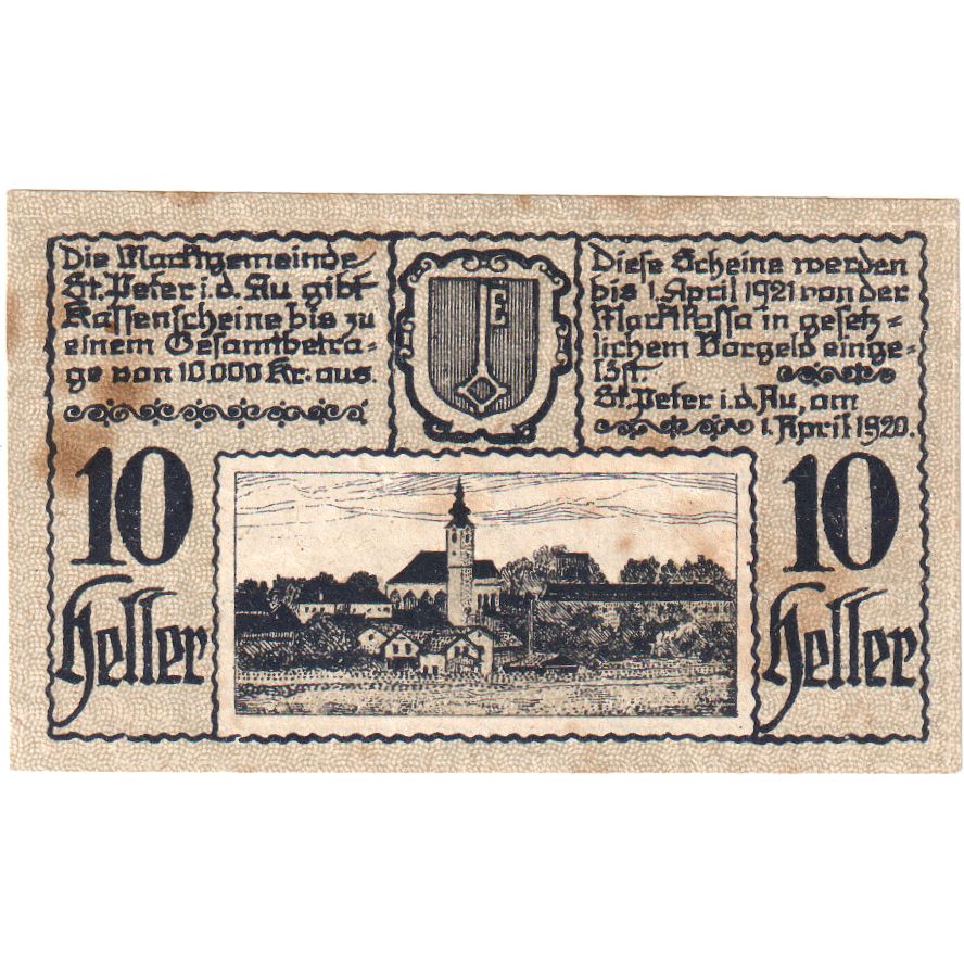 Österreich, St Peter in der Au, 10 Heller, 1921-04-01, UNZ-