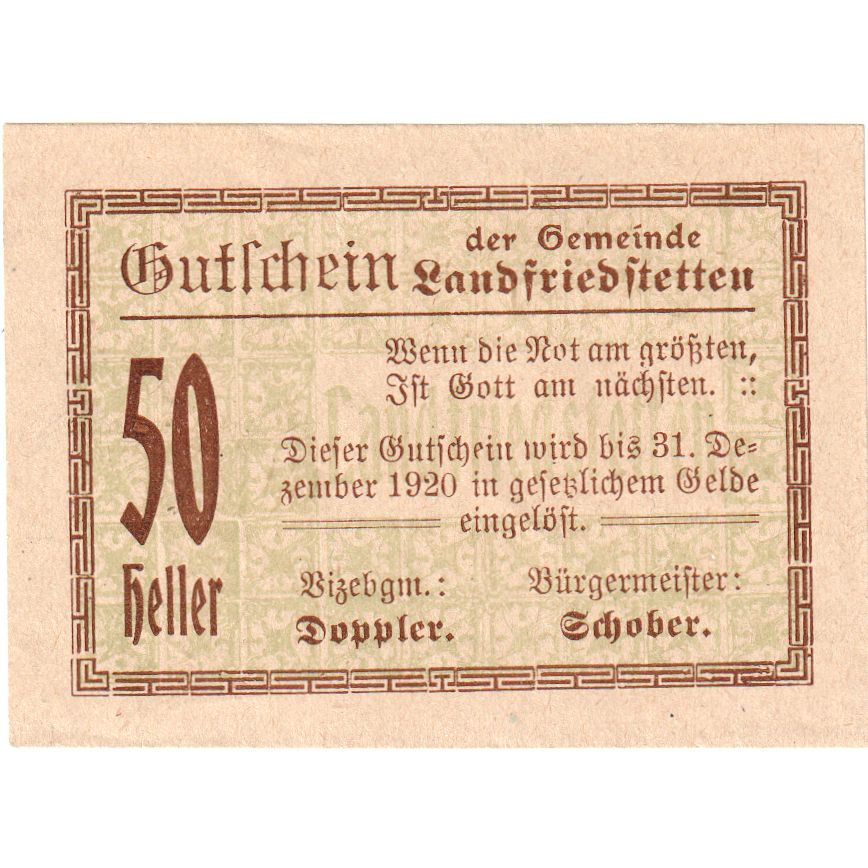Österreich, Landfriedstetten, 50 Heller, 1920-12-31, UNZ-