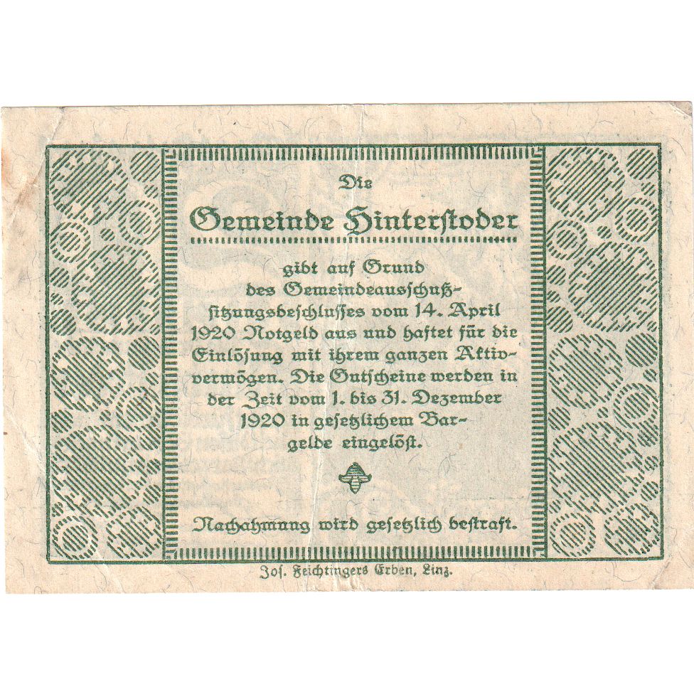 Österreich, Hinterstoder, 20 Heller, 1920-12-31, SS