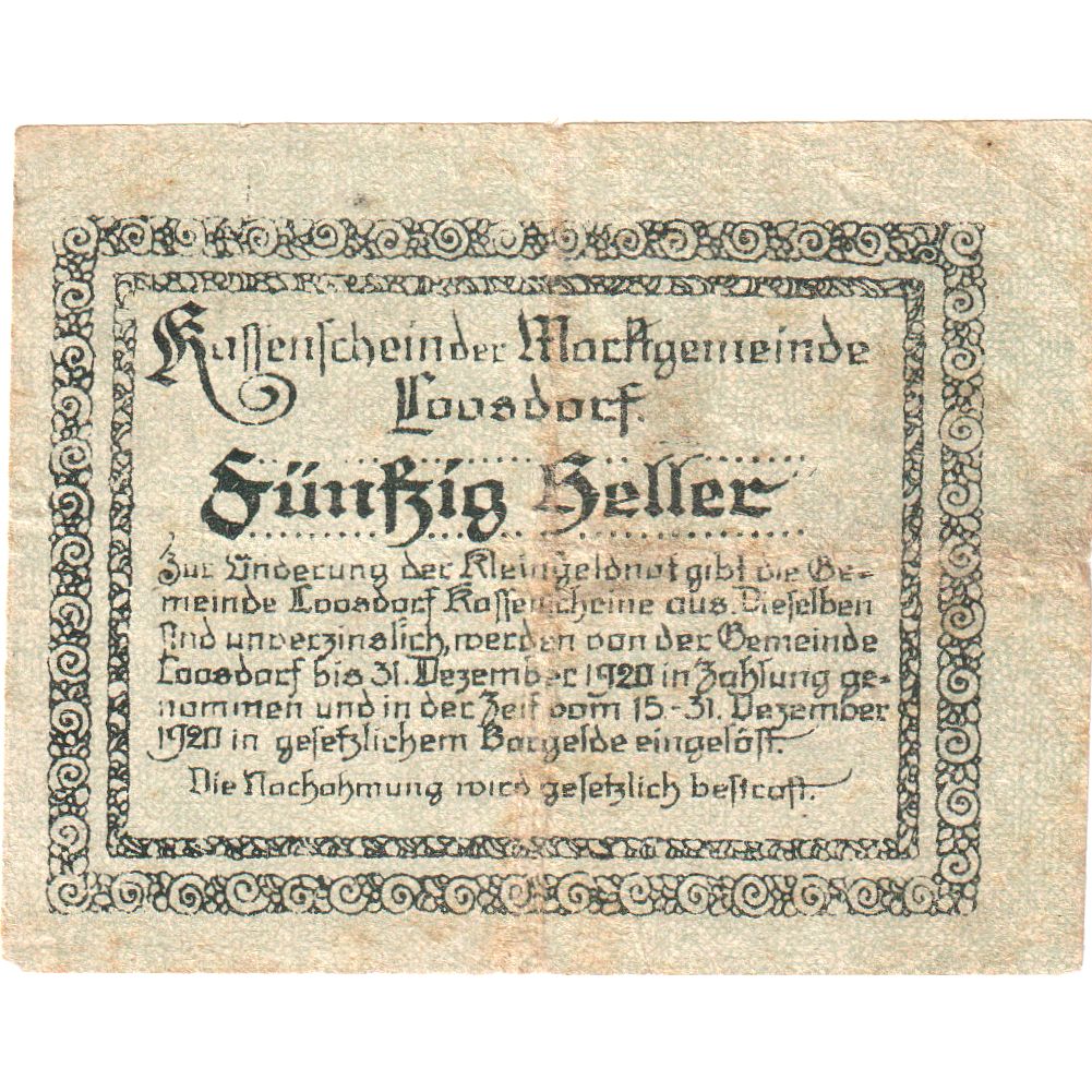 Österreich, Loosdorf, 50 Heller, 1920-12-31, S