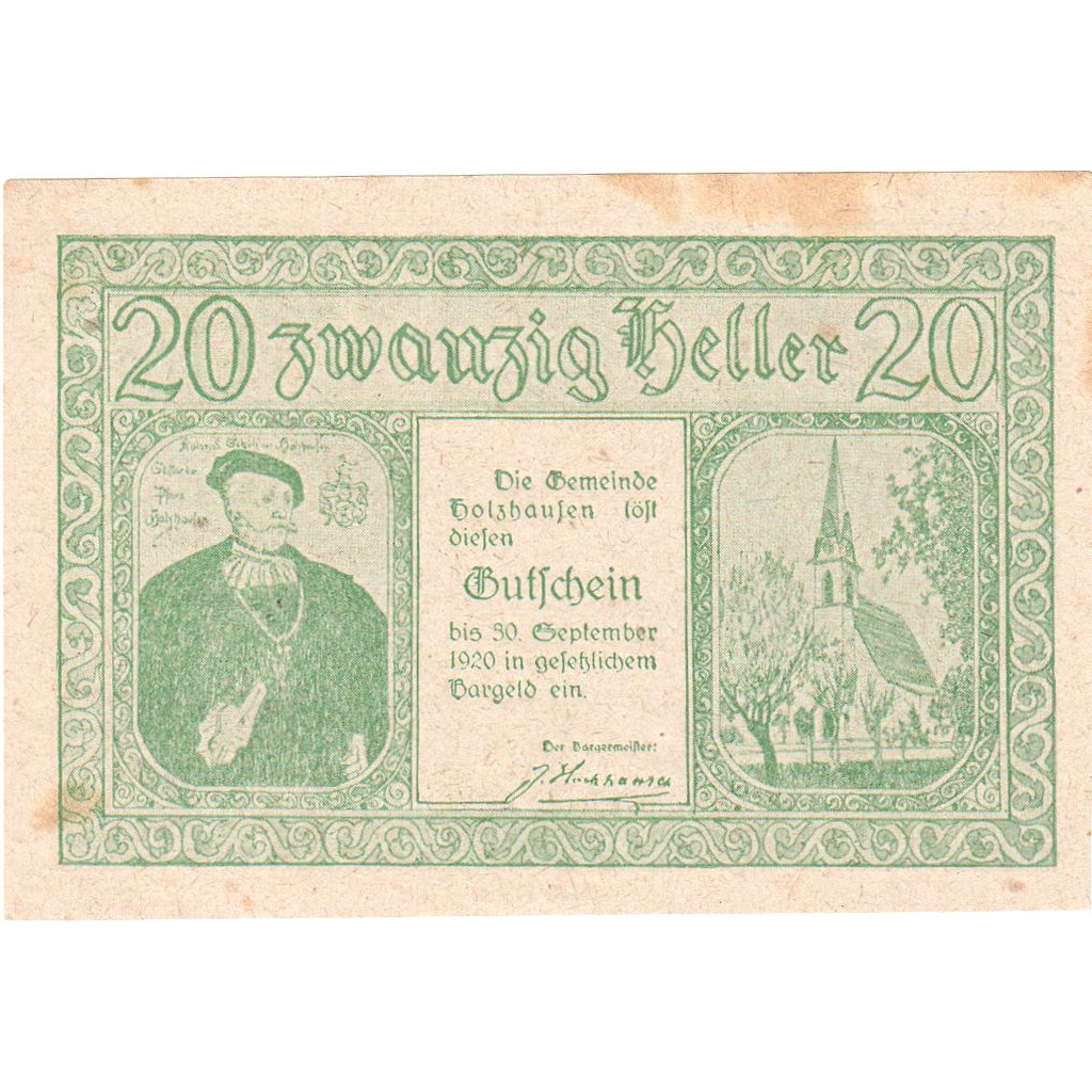 Österreich, Holzhausen, 20 Heller, 1920-09-30, SS