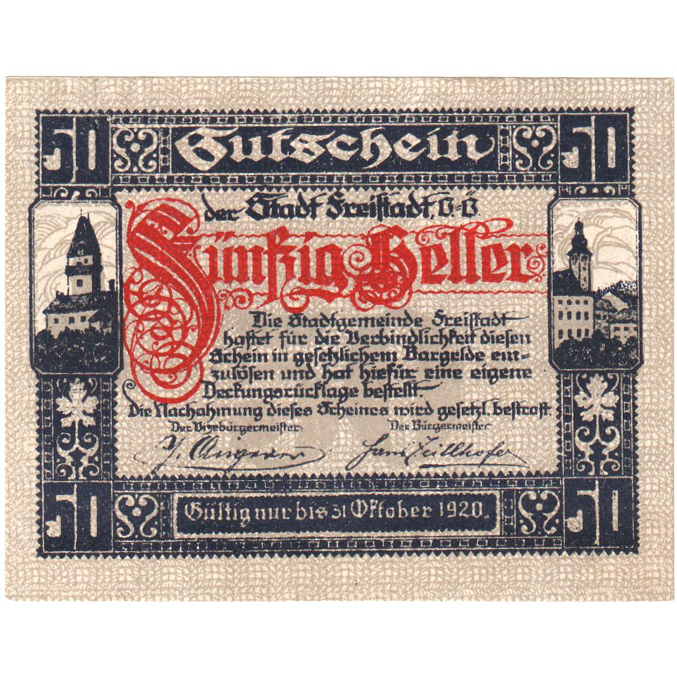 Österreich, Freistadt, 50 Heller, 1920-10-31, UNZ-