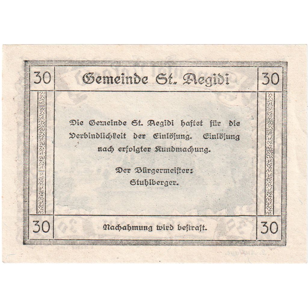 Österreich, St Aegidi, 30 Heller, UNZ-