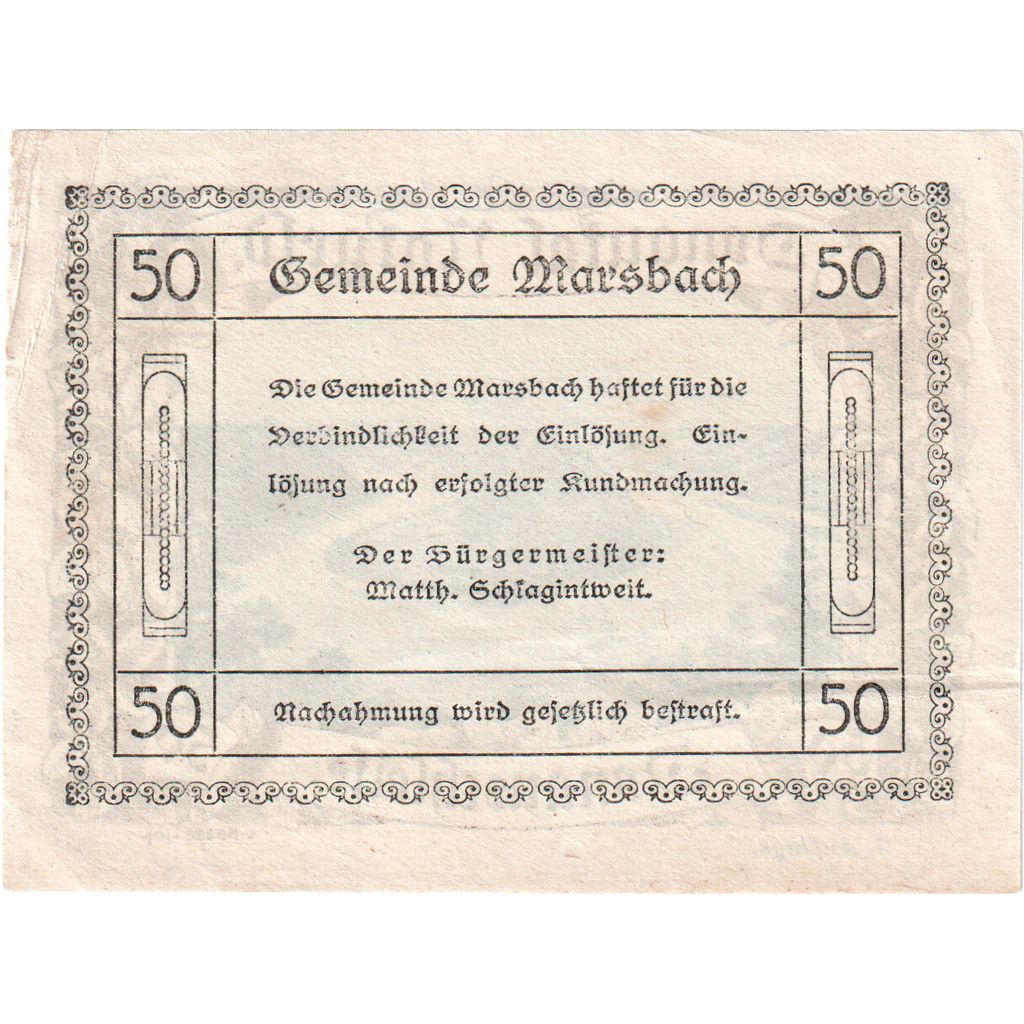 Österreich, Marsbach, 50 Heller, SS+