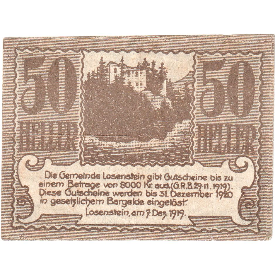 Österreich, Losenstein, 50 Heller, 1920-12-31, SS