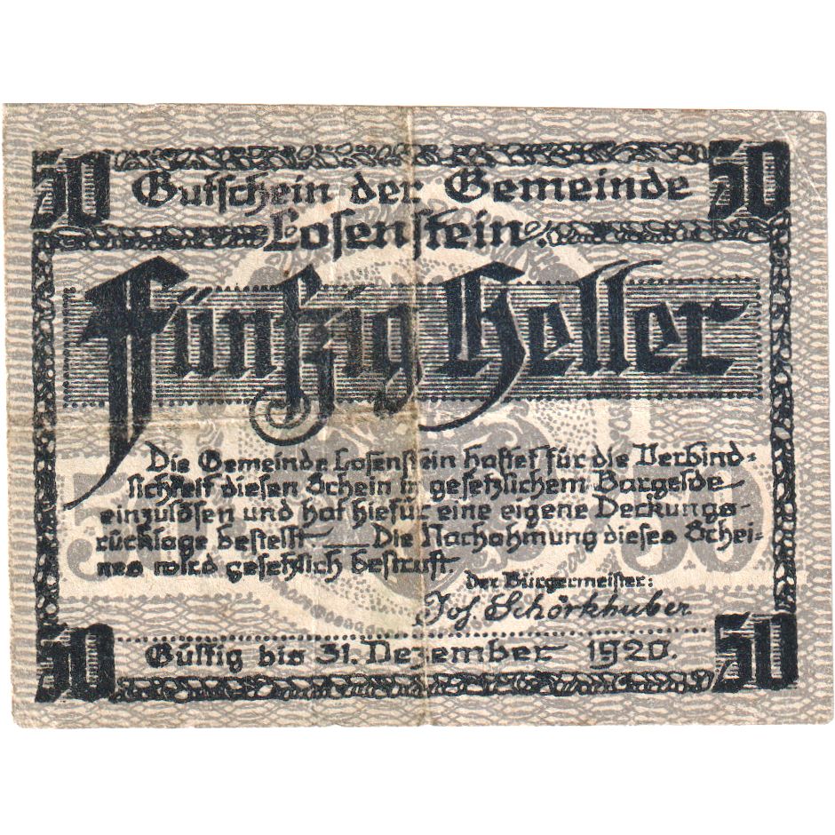 Österreich, Losenstein, 50 Heller, 1920-12-31, SS