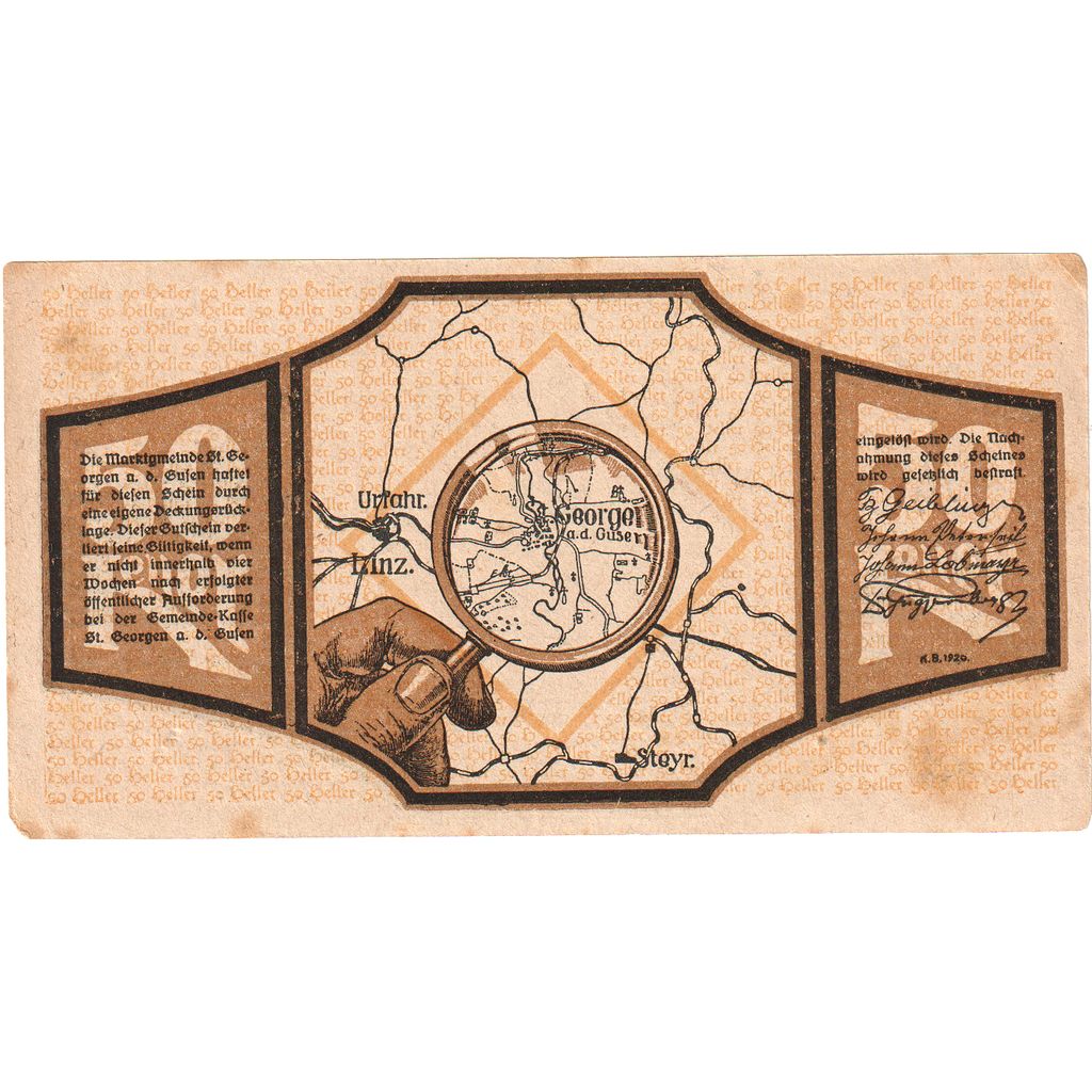 Österreich, St Georgen ad Gusen, 50 Heller, SS
