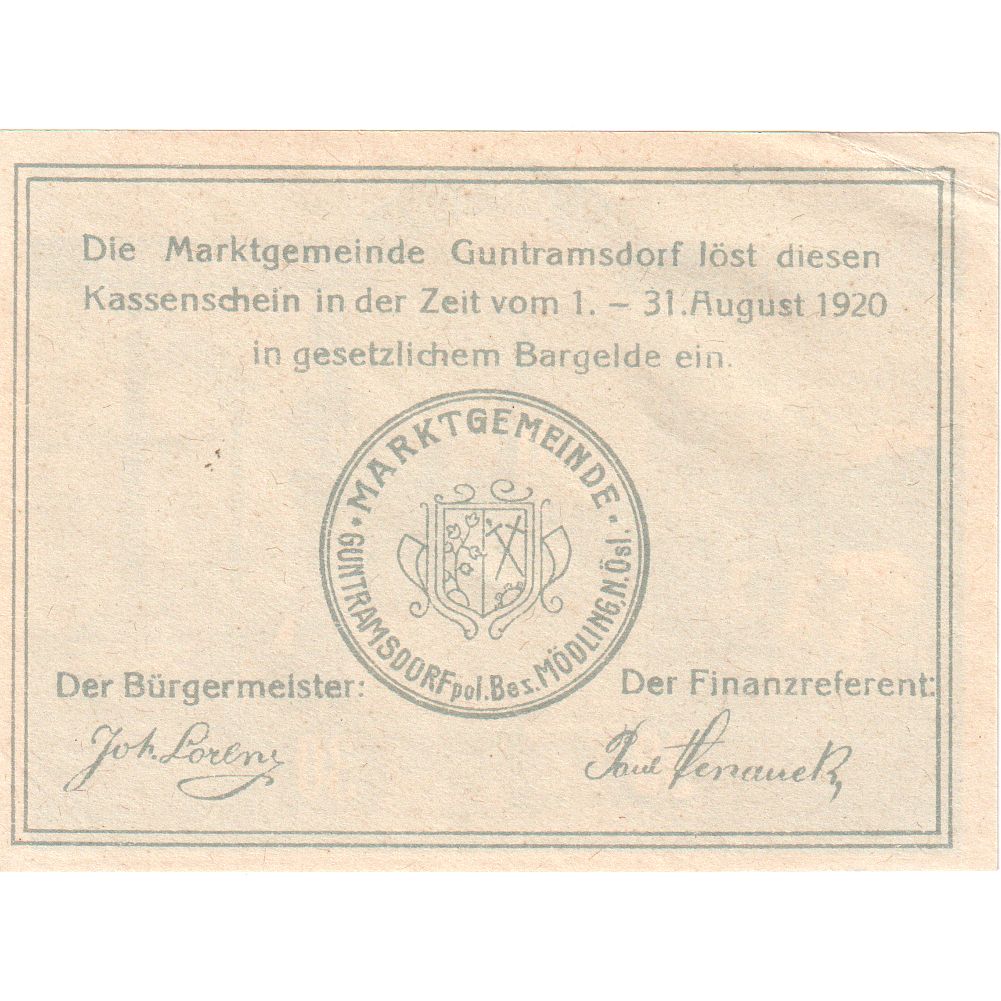 Österreich, Guntramsdorf, 30 Heller, 1920-08-31, VZ+