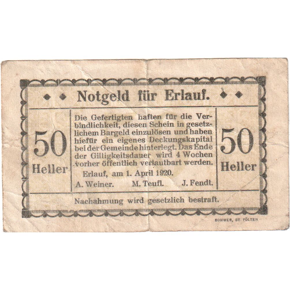 Österreich, Erlauf, 50 Heller, S
