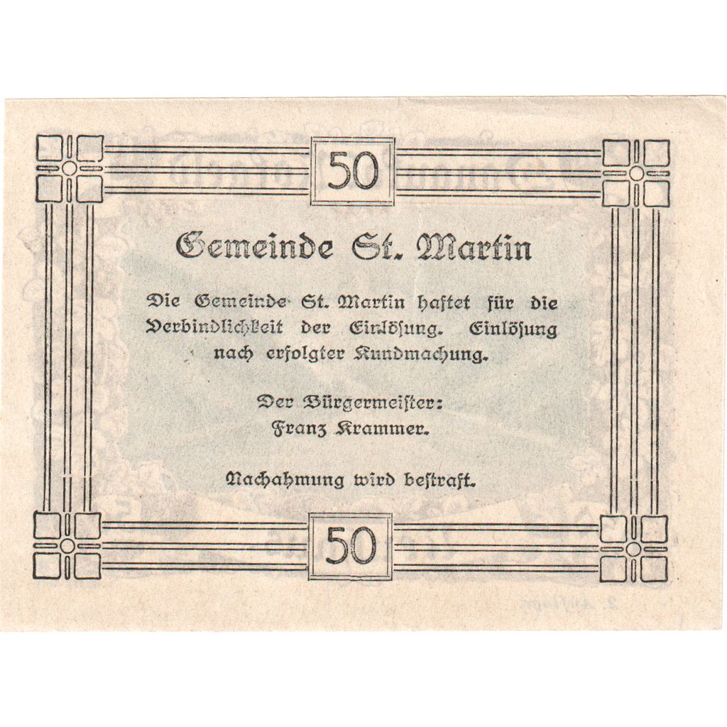 Österreich, St Martin, 50 Heller, UNZ-