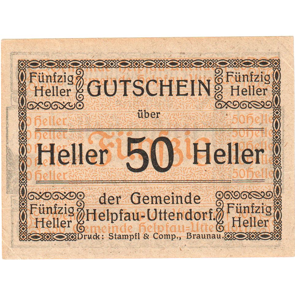 Austria, Helpfau-Uttendorf, 50 Heller, 1920-10-31, UNC(63)