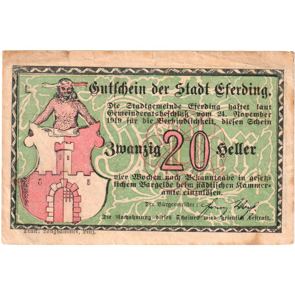 Österreich, Eferding, 20 Heller, S