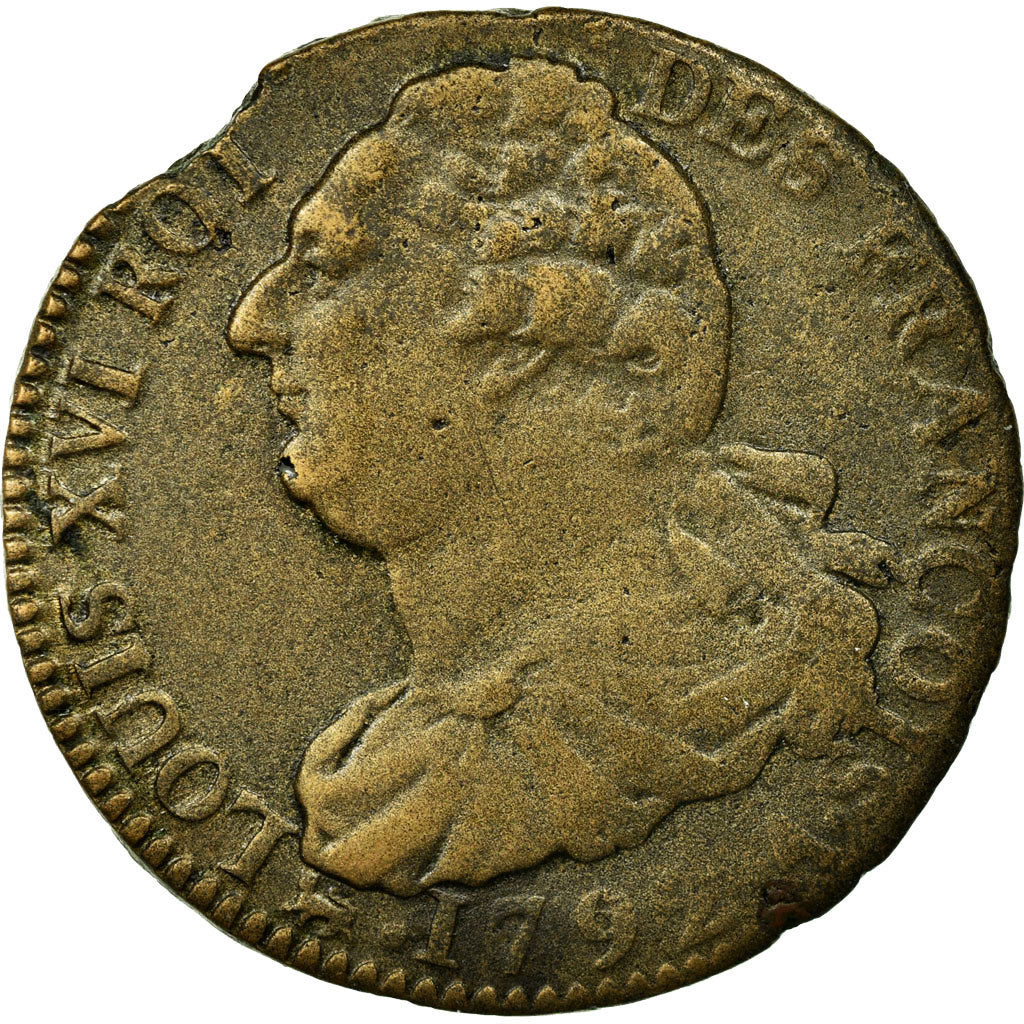 Coin, France, 2 sols françois, 2 Sols, 1792, Paris, VF(20-25), Bronze