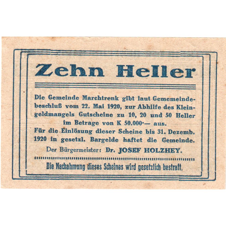 Österreich, marchtrenk, 10 Heller, 1920-12-31, UNZ-