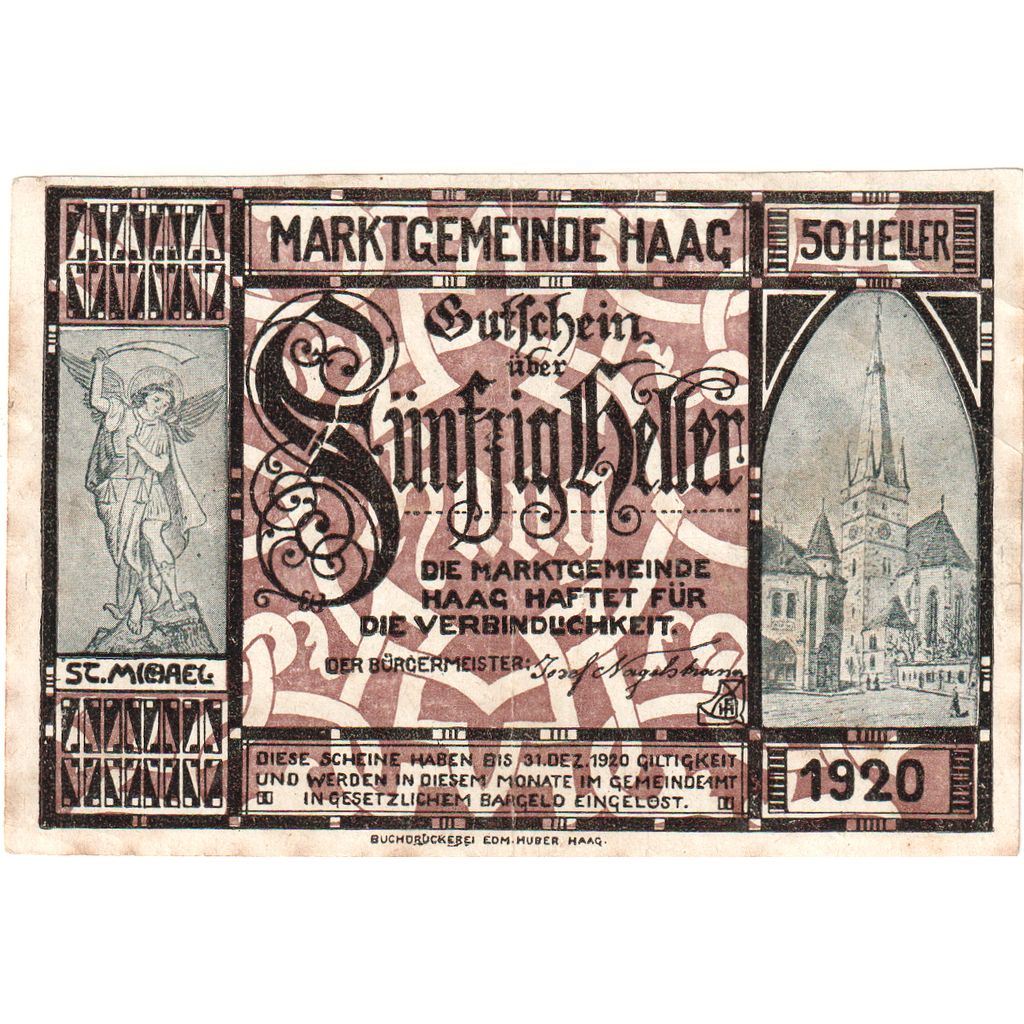 Österreich, Haag, 50 Heller, 1920-12-31, S