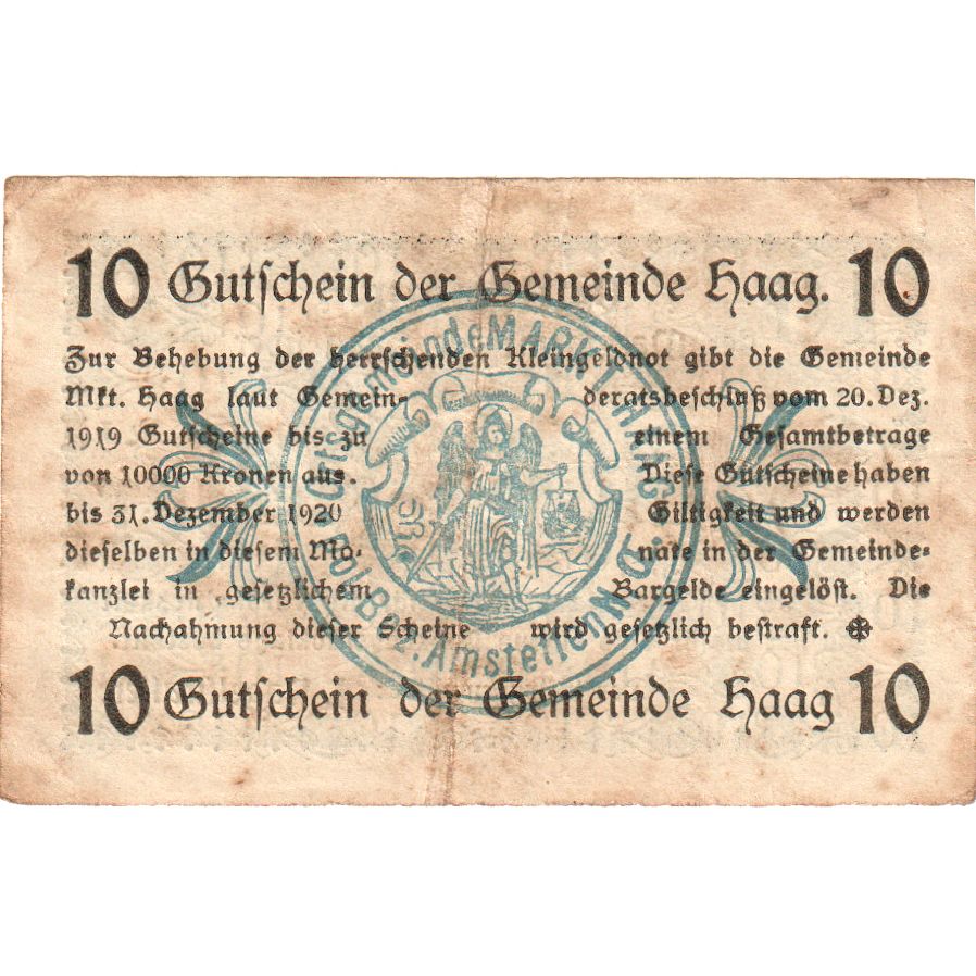 Österreich, Haag, 10 Heller, 1920-12-31, S