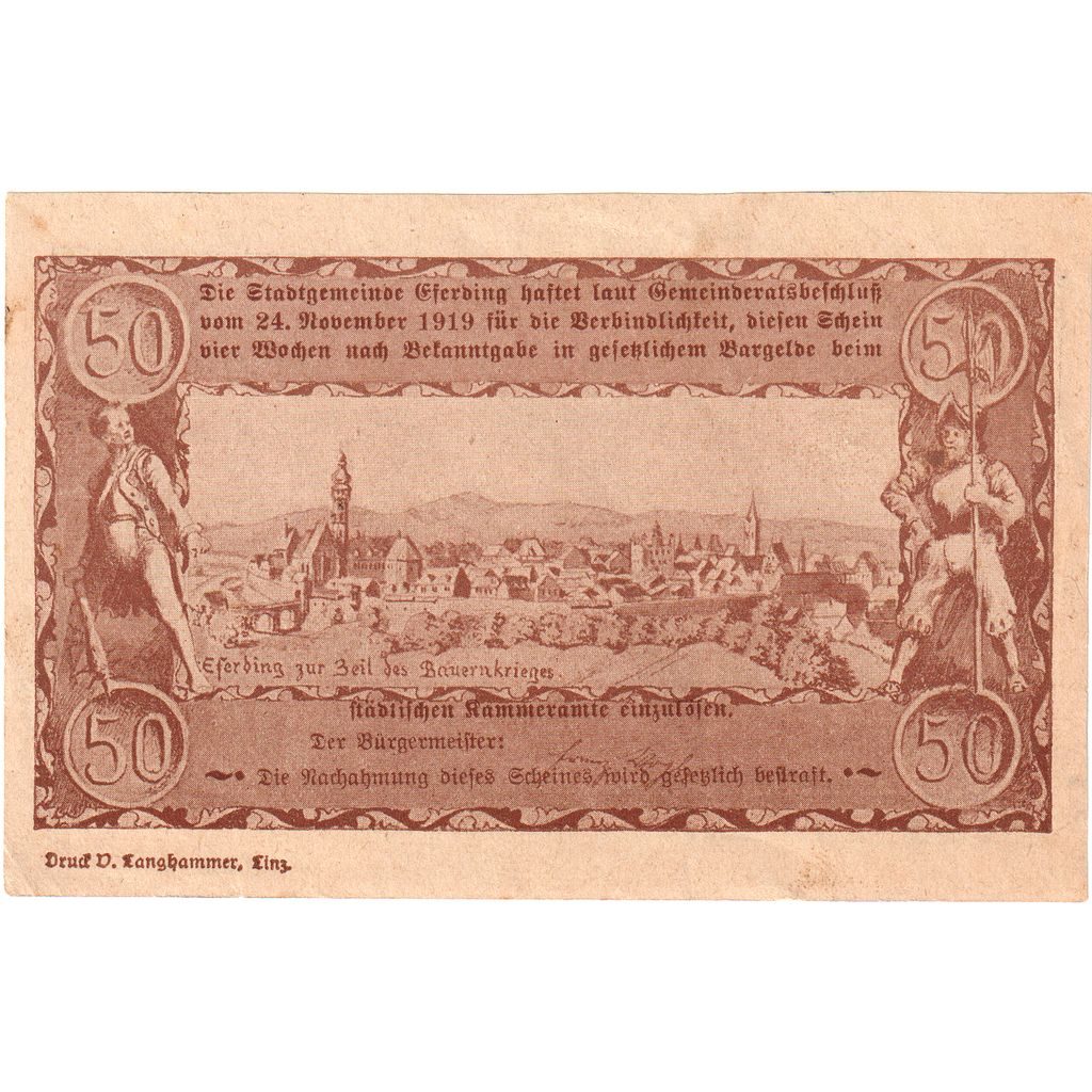 Österreich, Eferding, 50 Heller, 1919-11-24, SS