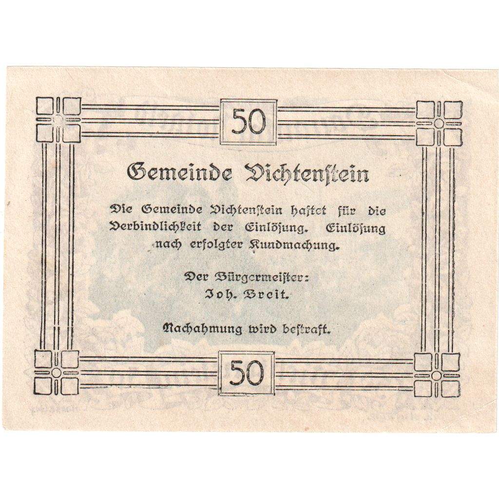 Österreich, Dichtenstein, 50 Heller, UNZ-