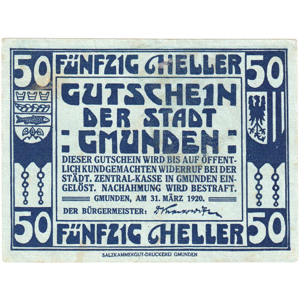 Österreich, Gmunden, 50 Heller, 1920-03-31, SS+
