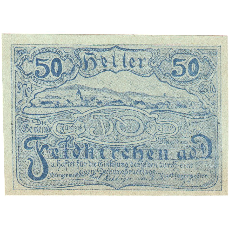 Áustria, Feldkirchen, 50 Heller, UNC(63)
