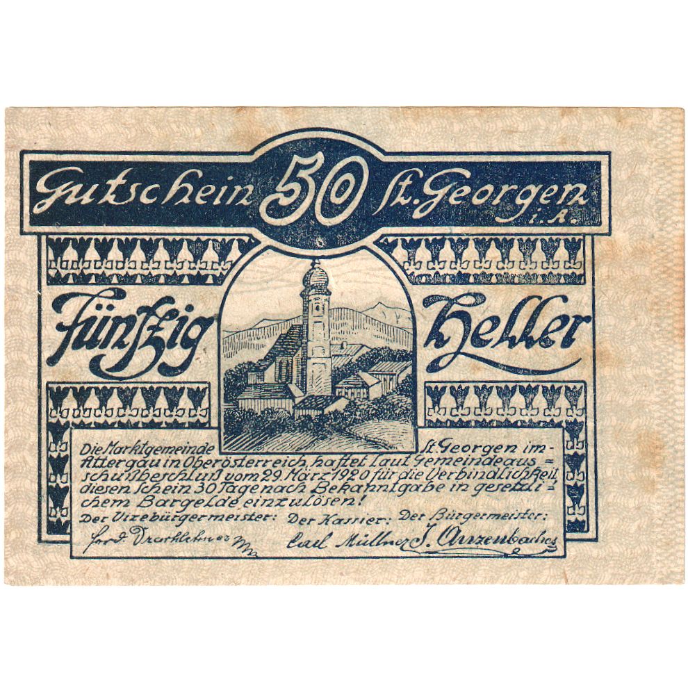 Áustria, St Georgen im Attergau, 50 Heller, AU(50-53)