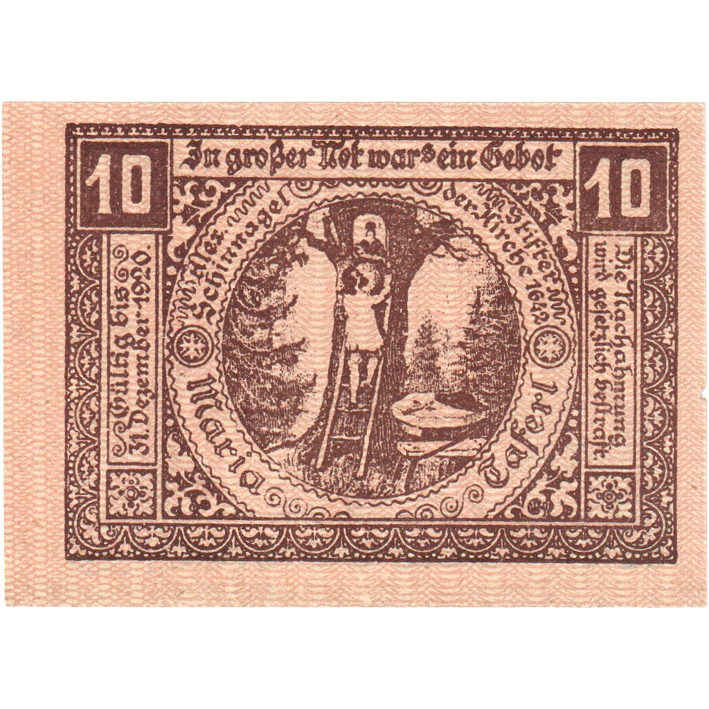 Áustria, Maria Taferl, 10 Heller, 1920-12-31, UNC(63)