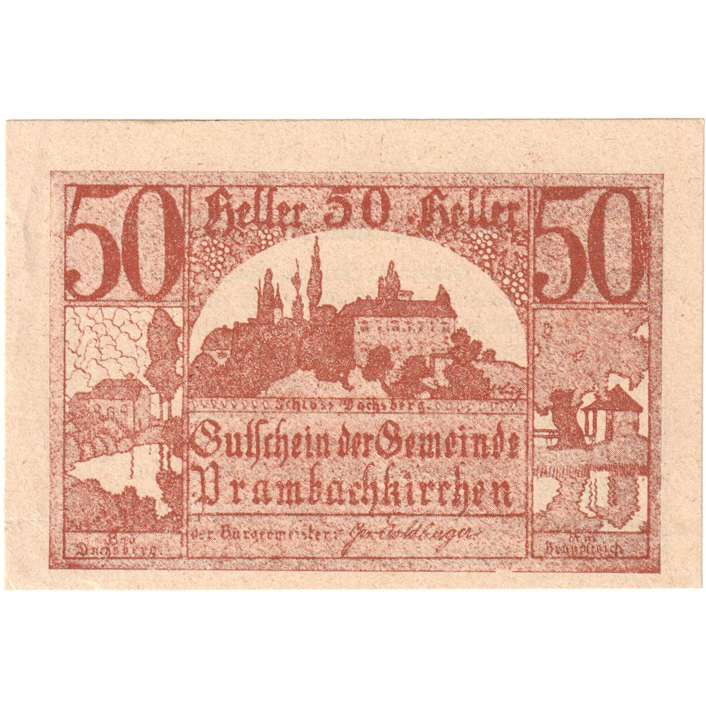 Österreich, Prambachkirchen, 50 Heller, UNZ-