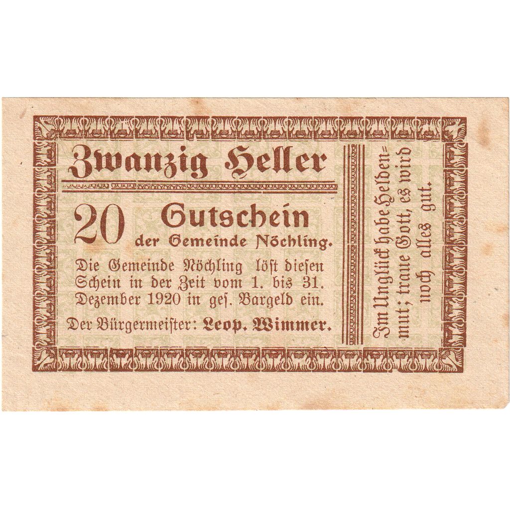 Österreich, Nöchling, 20 Heller, 1920-12-31, SS+