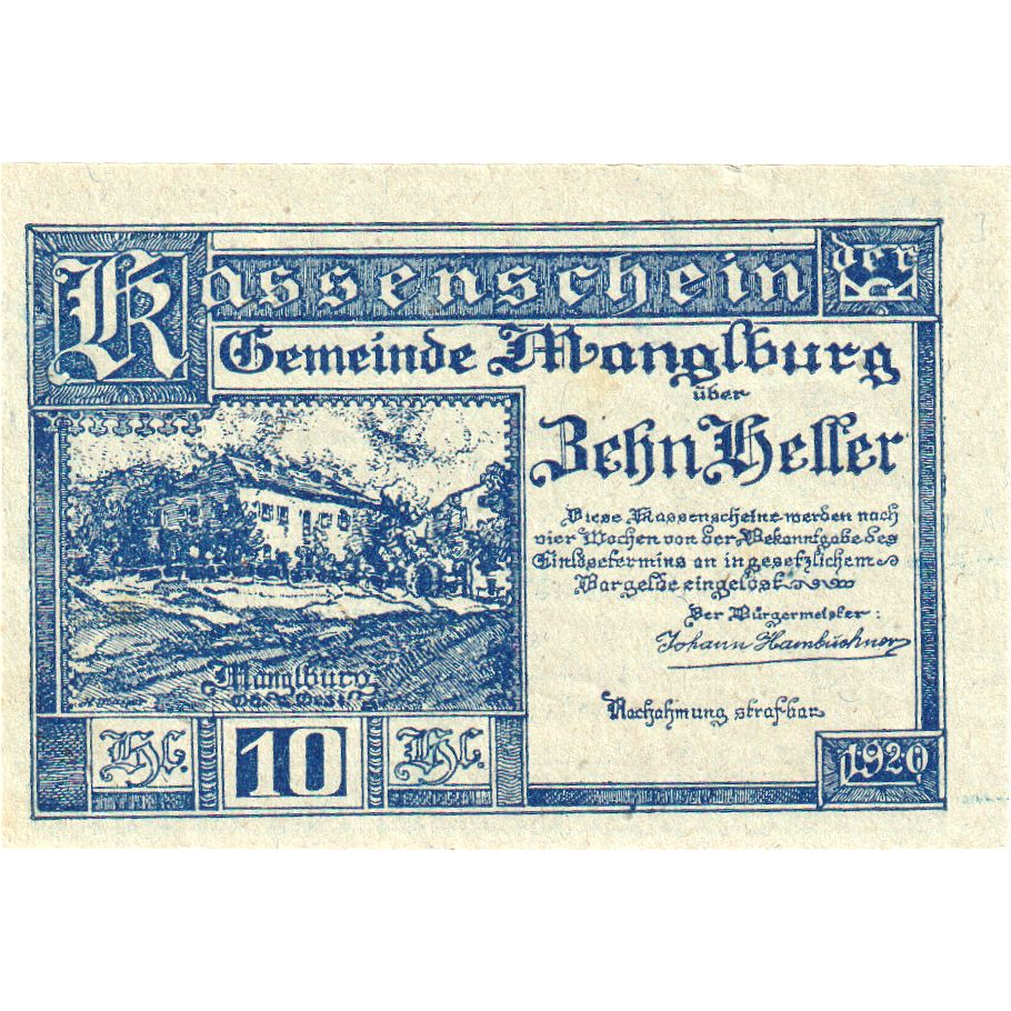 Österreich, Manglburg, 10 Heller, 1920-04-24, UNZ-