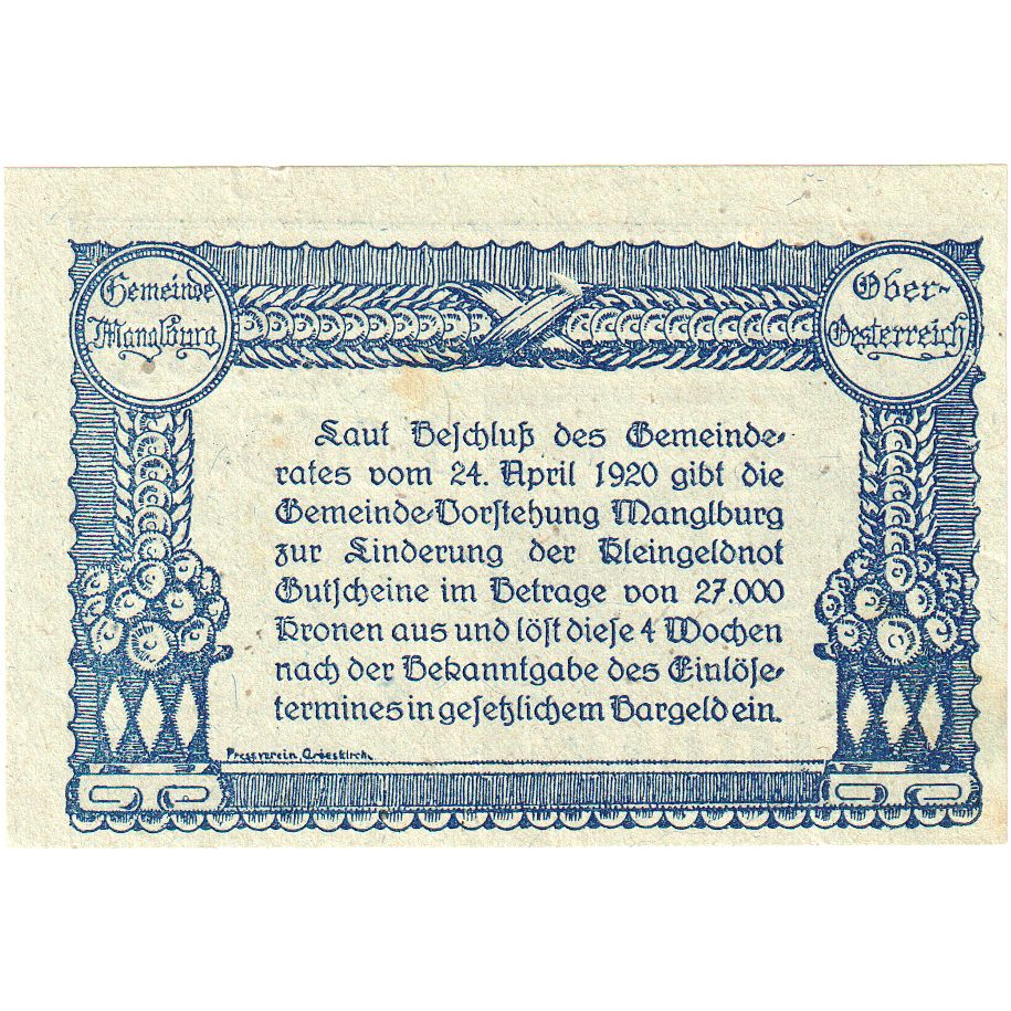 Österreich, Manglburg, 10 Heller, 1920-04-24, UNZ-