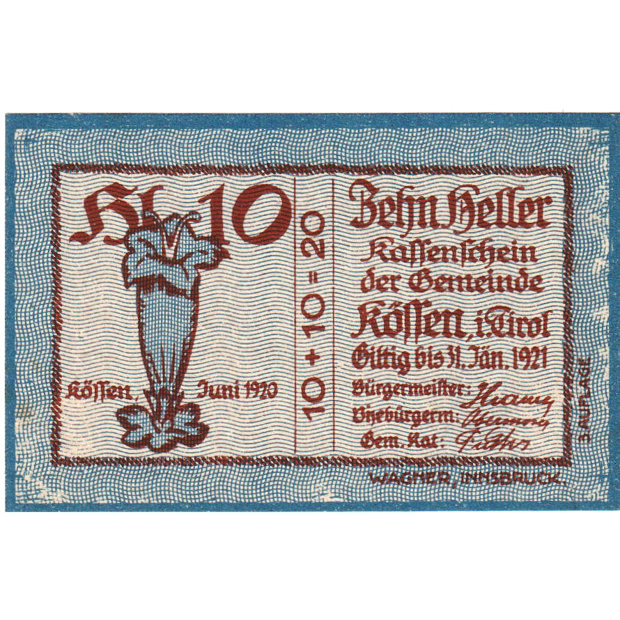 Österreich, Kössen, 10 Heller, 1920-12-31, UNZ-