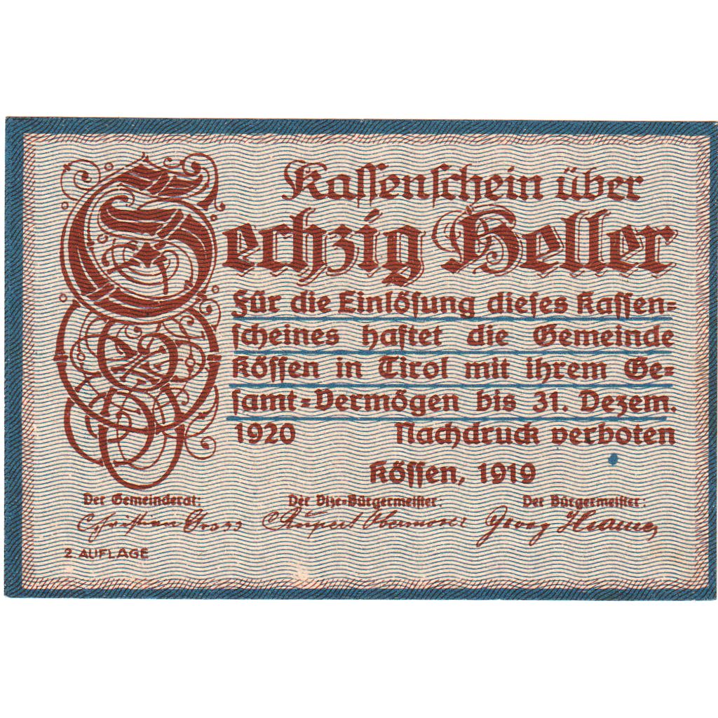 Österreich, Kössen, 60 Heller, 1920-12-31, UNZ-