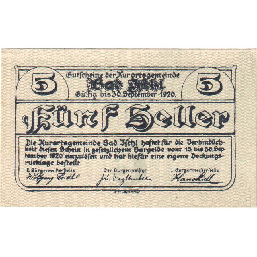 Austria, Bad Ischl, 5 Heller, 1920-12-31, SPL