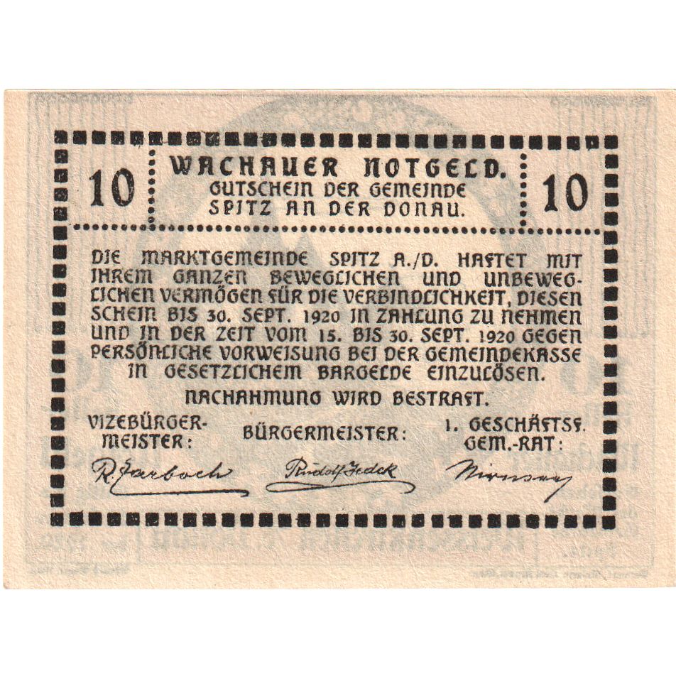 Austria, Weissenkirchen an der Donau, 10 Heller, 1920-09-30, UNC(63)