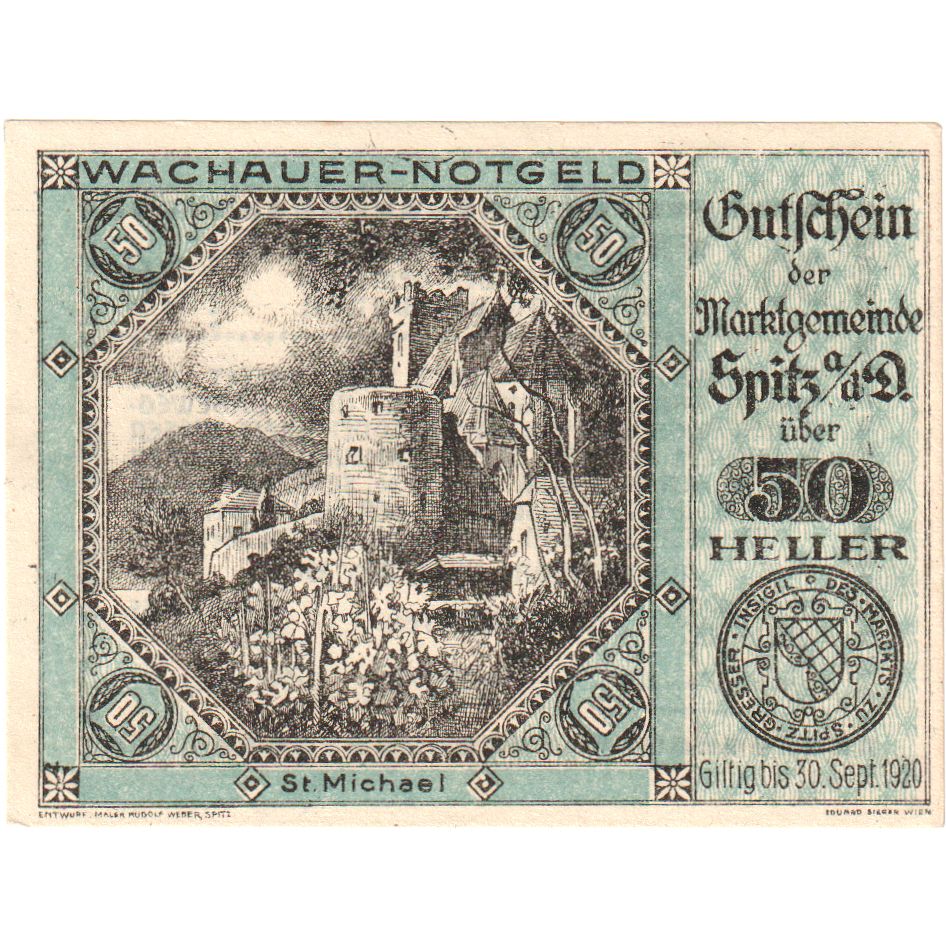 Austria, Spitz an der Donau, 50 Heller, 1920-09-30, UNC(63)