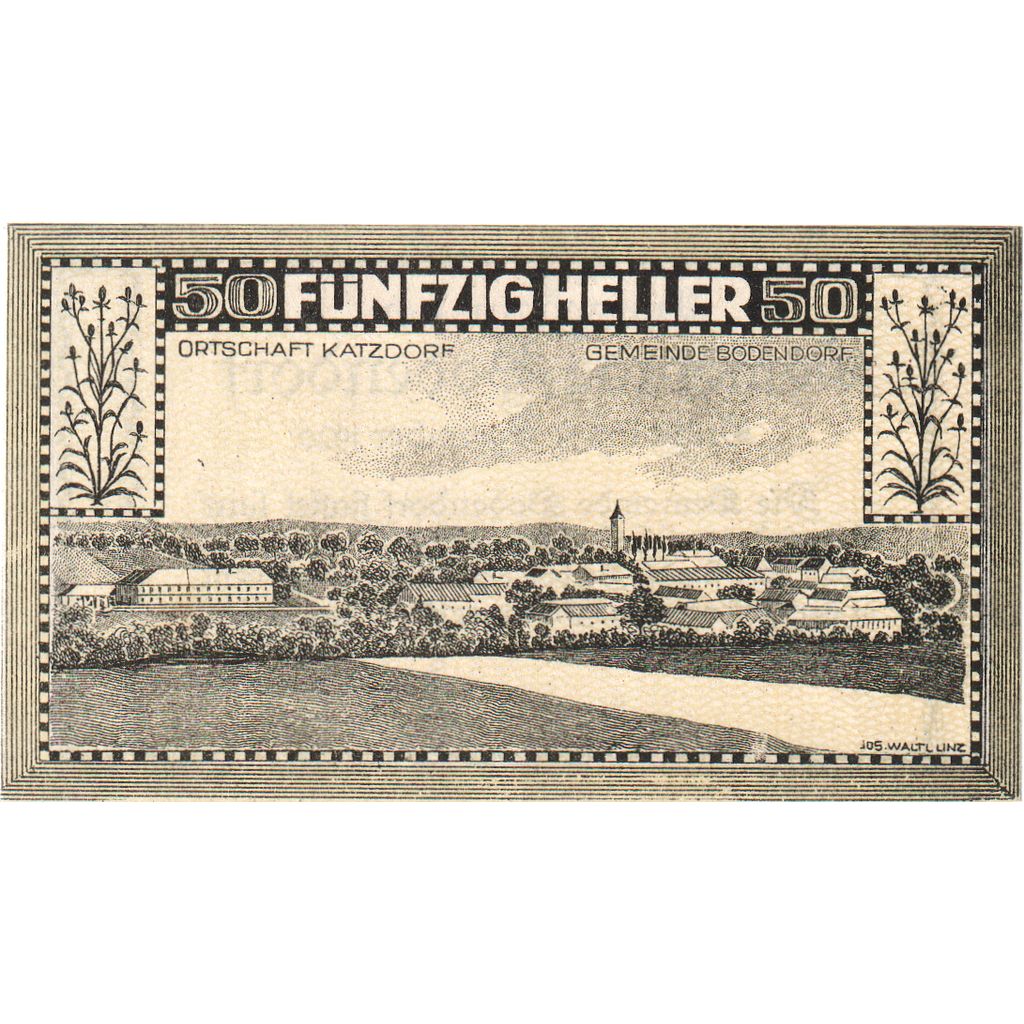 Austria, Bodendorf, 50 Heller, 1921-01-31, UNC(63)
