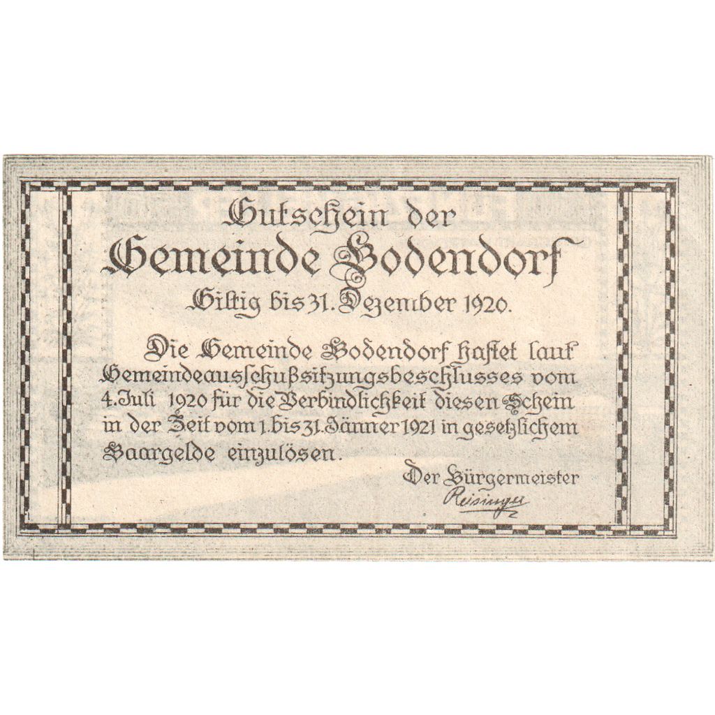 Austria, Bodendorf, 50 Heller, 1921-01-31, UNC(63)